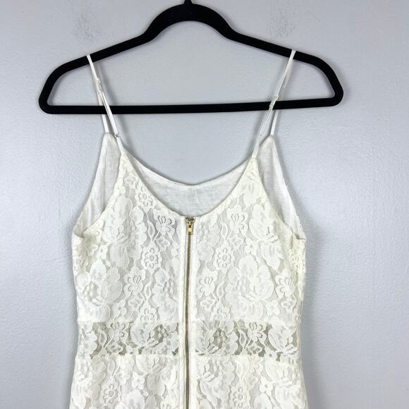 Aqua Bloomingdales White Lace Overlay Dress Sheer Accent Sleeveless Size Small - Picture 9 of 12